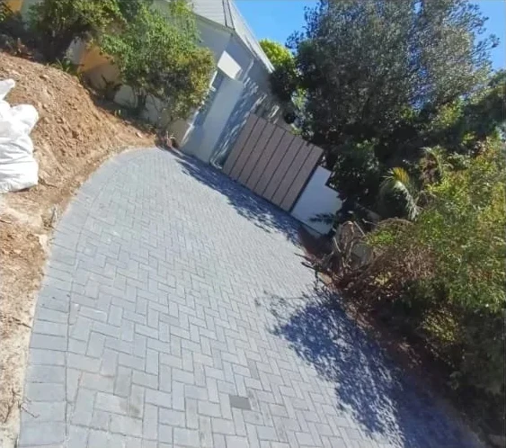Completed brick paved pathway